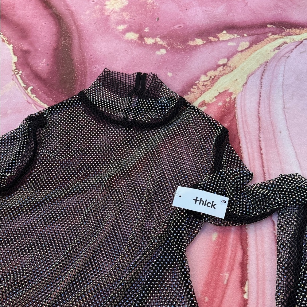 Chic Black Mesh Blouse by